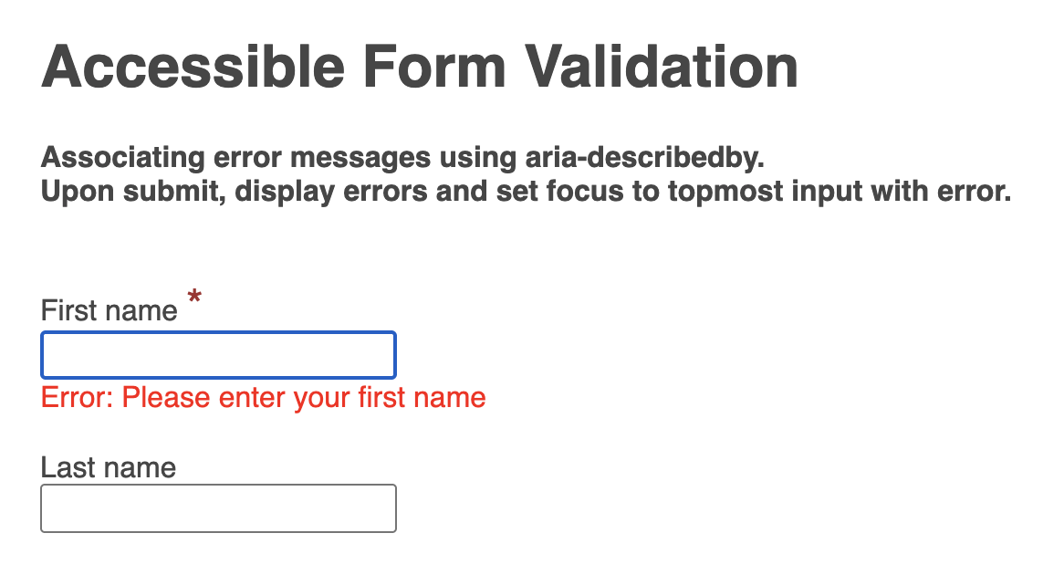 Accessible form validation